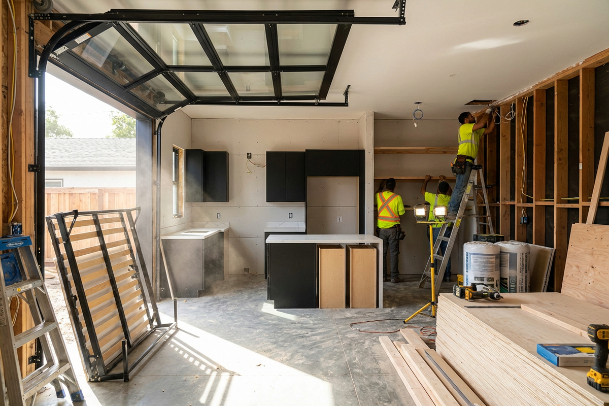 Interior ADU construction with framing and wiring – Mister ADU